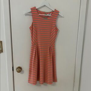 Orange and Tan Striped Sleeveless Dress